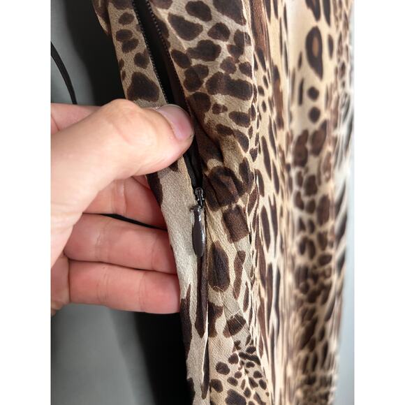 Mia Paluzzi Maxi Dress Leopard Print Sz 4 Y2K 2000s Formal Party Cocktail - Picture 13 of 15